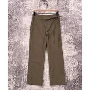 Ciao Lucia Pants XS Womens Green Cotton Twill Wrap Tie Ankle Straight